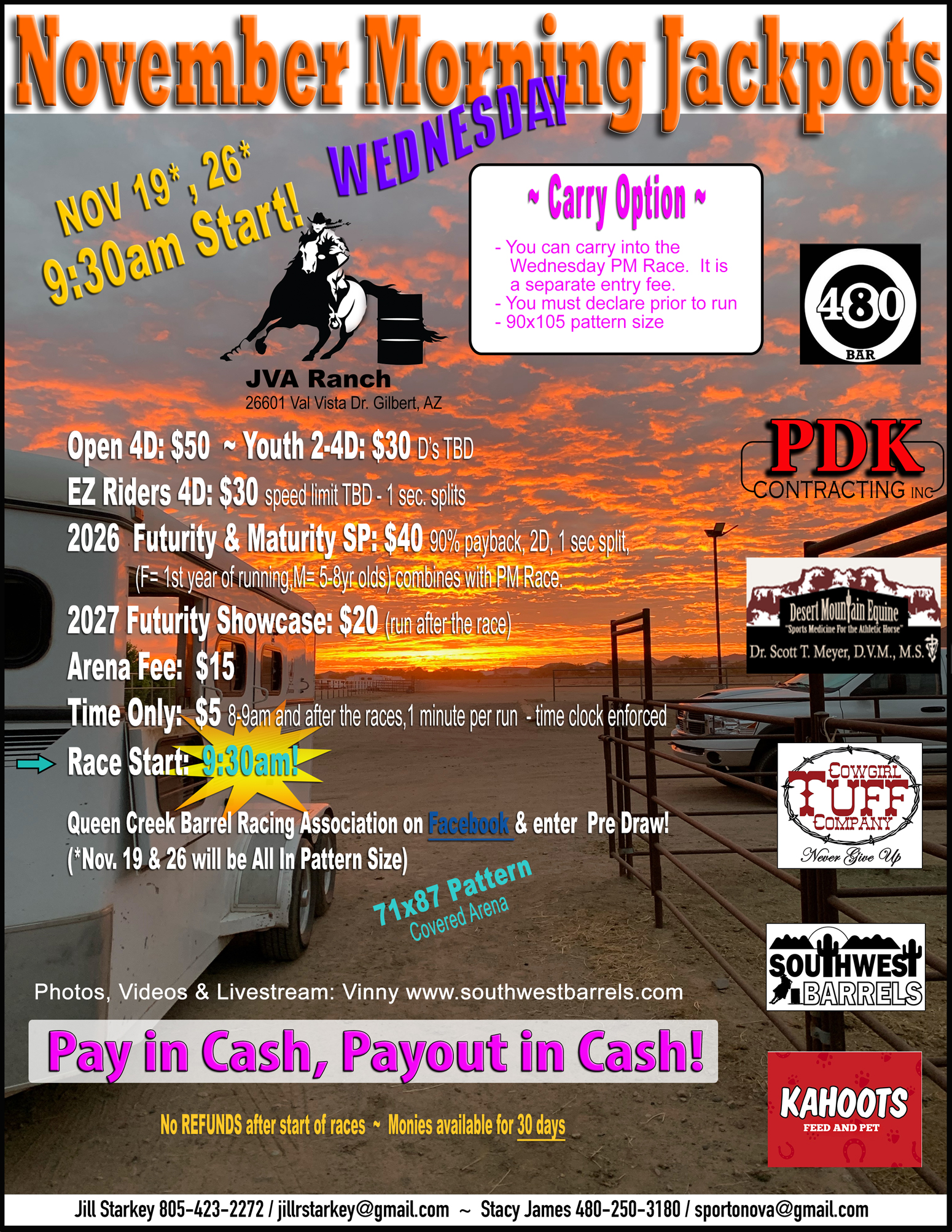 Wednesday morning jackpots JVA Ranch barrel racing QCBRA
