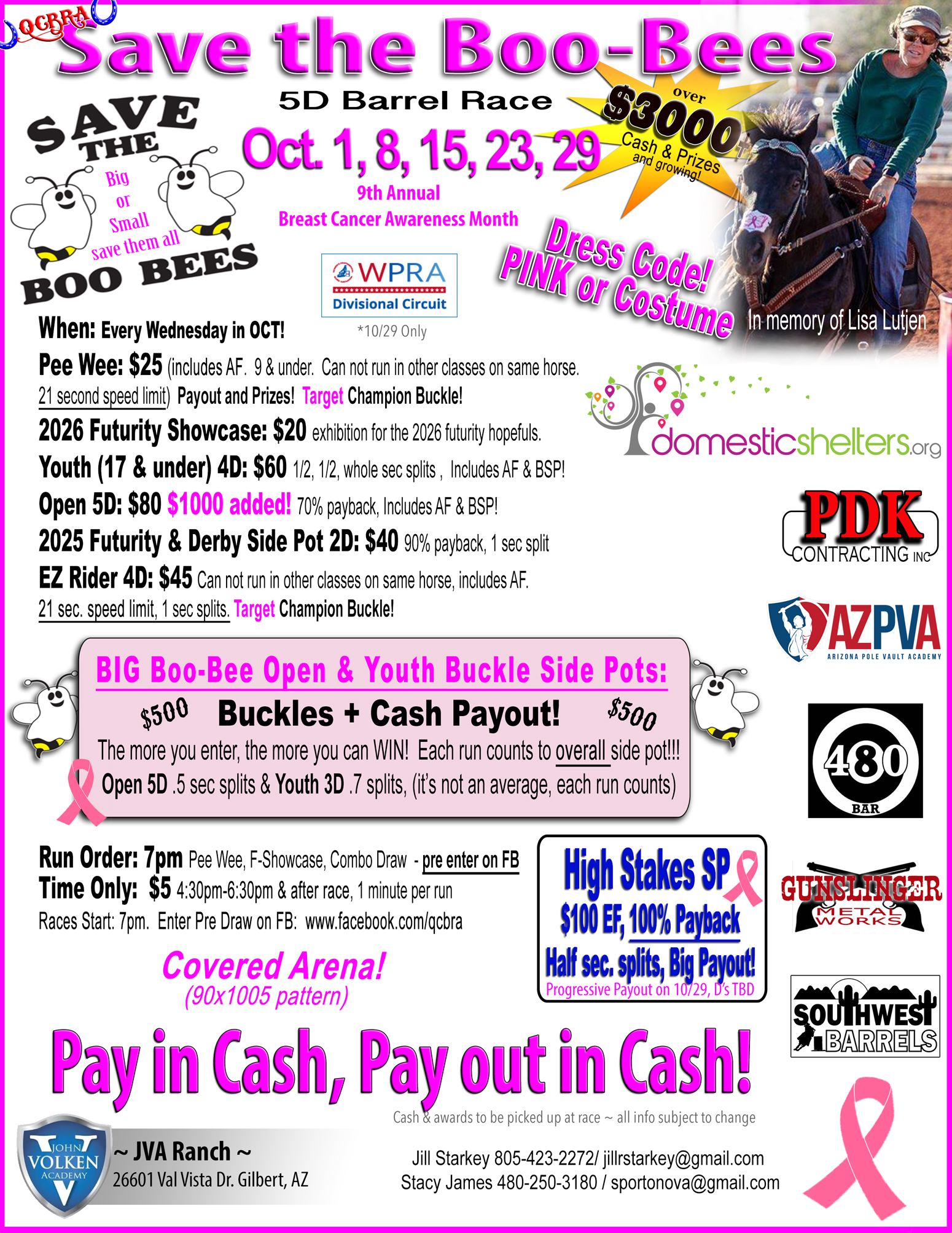 Save the Boo-bees Race QCBRA Jackpot JVA Ranch Gilbert, AZ